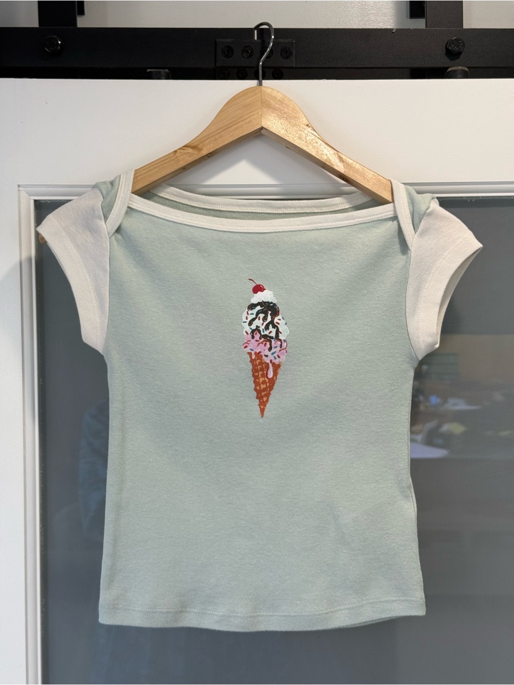 Kimchi Blue Mint Green Tee with Ice Cream Graphic Urban Outfitters